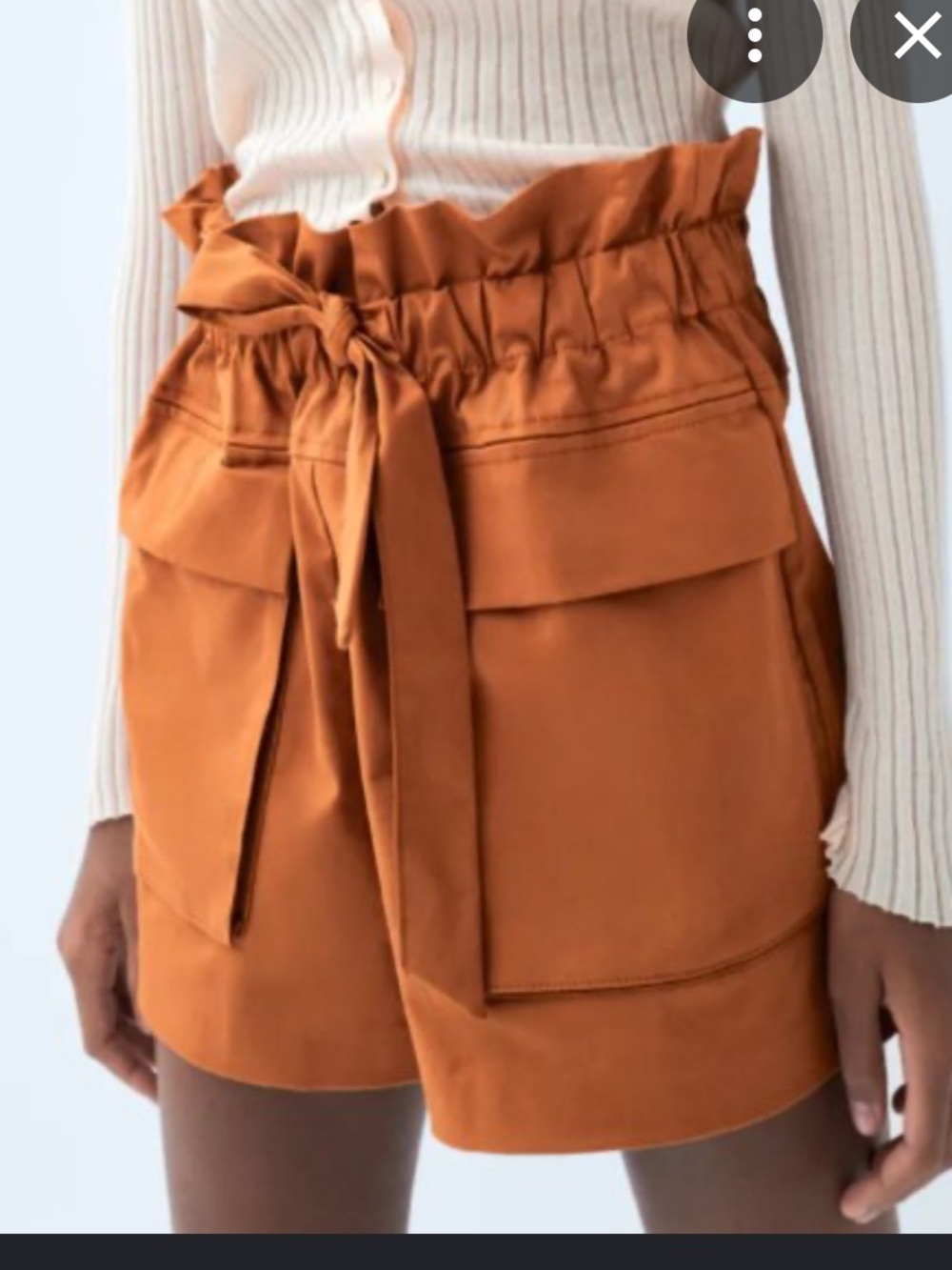 Excellent condition Zara PAPERBAG BERMUDA SHORTS TRF size L Orange /tobacco